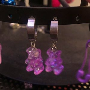 Purple Gummybear Drop Earrings